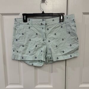 British Khaki Light Mint Anchor‎ Print Shorts Size 12